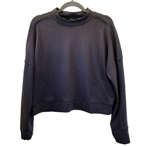 Zobha Women's Purple Athletic Semi-Cropped MockNeck Sweatshirt Size L Pockets - Picture 1 of 10